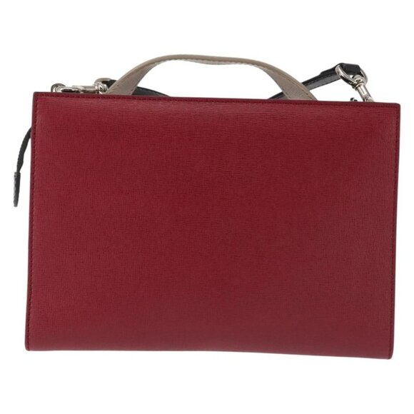 FENDI Demi Jour Bag Bugs Monster Hand Bag Leather 2way Red Silver Auth BA5782 - Picture 2 of 16